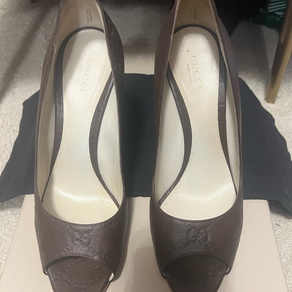 Gucci
Guccissima GG Peep Toe Heels